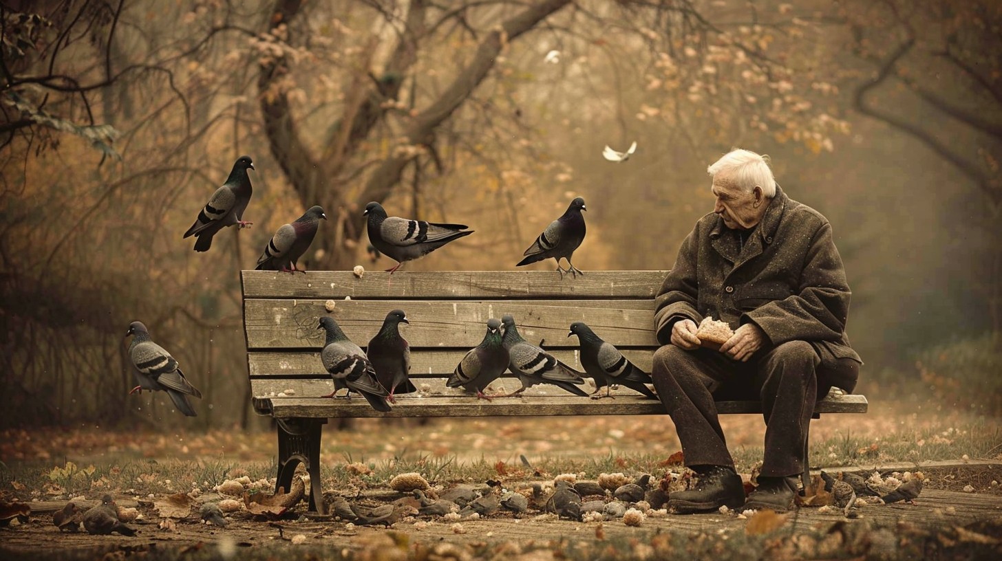 Free Solitary Autumn Encounter Image - Autumn, Pigeons, Bench ...