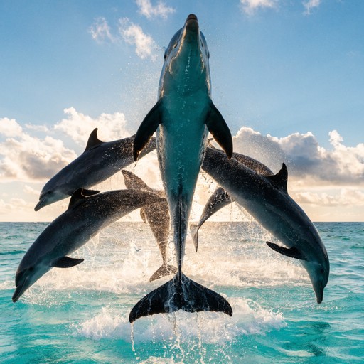 Middle Dolphin Free Dolphins Leap Together Image - Dolphins, Ocean, Wildlife ...