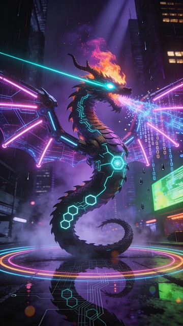 Dragon With Computer Free Cyberpunk Dragon Rising Image - Cyberpunk, Dragon, Neon | Download ...