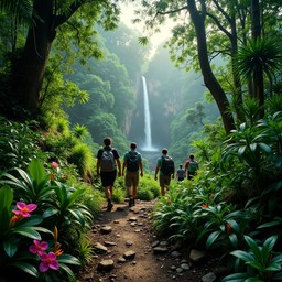 Free Tropical Waterfall Trek Image - Rainforest, Waterfall, Hiking ...