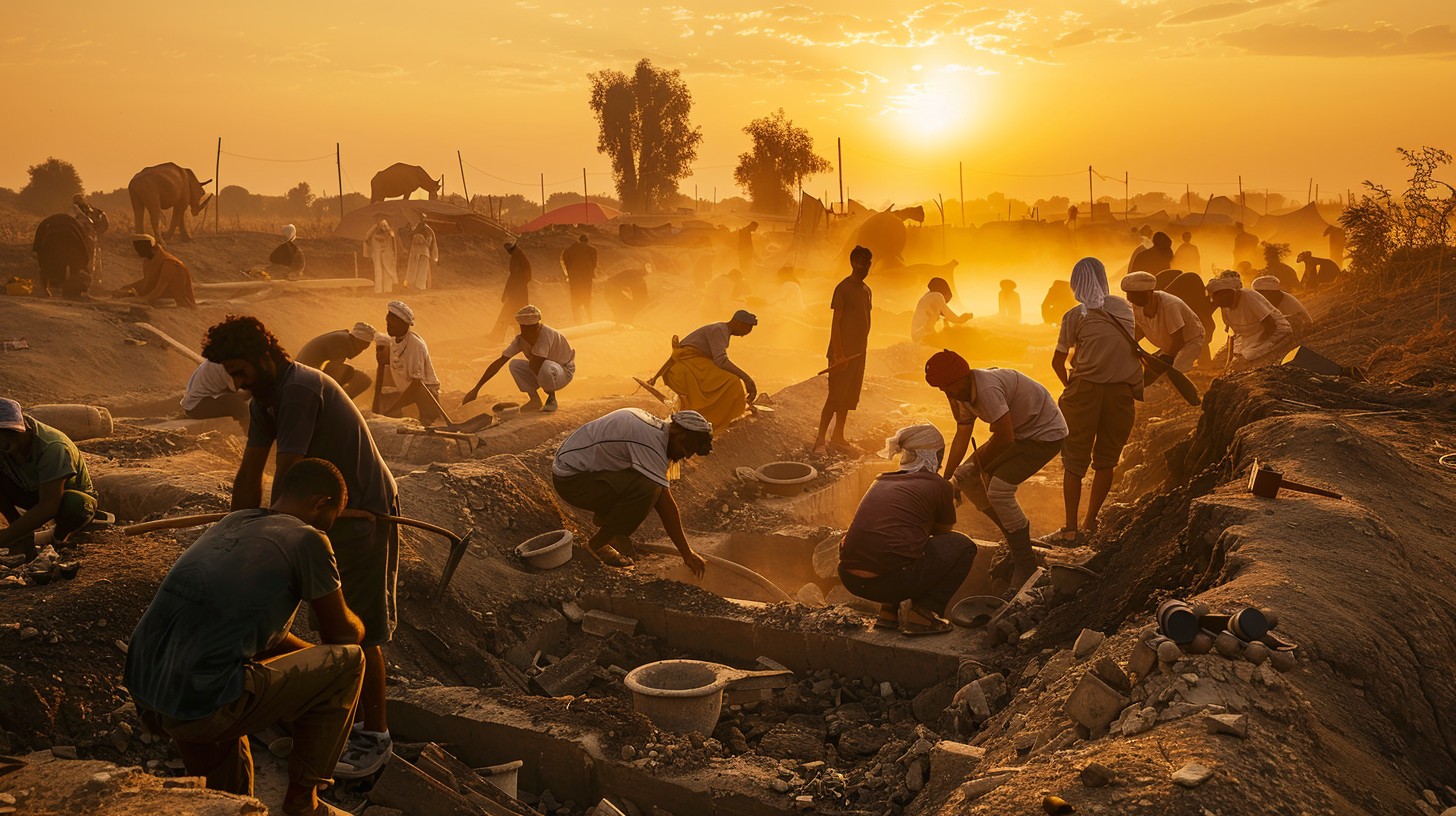 Labor Scenes Free Sunrise Labor Scene Photo - Sunrise, Workers, Construction ...