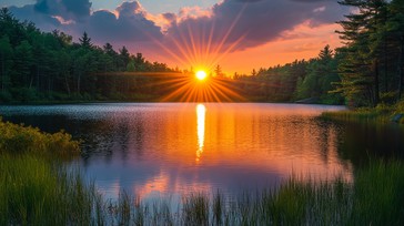 Free Sunset Over Lake Image - Sunset, Lake, Forest | Download at StockCake