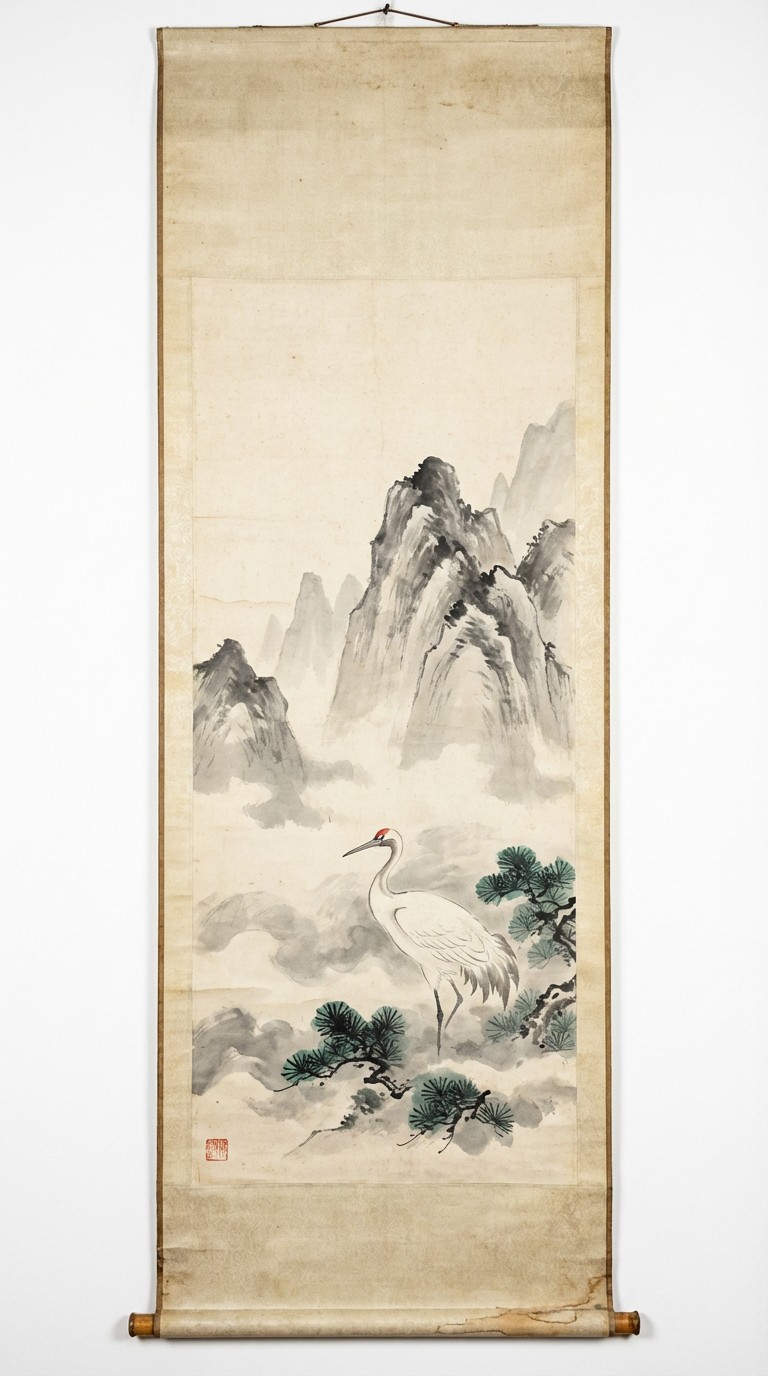 【原画】『Crane in the Clouds』 crane-amid-mist-stockcake.jpg