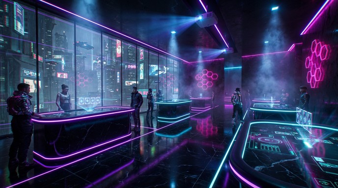 Free Cyberpunk Gaming Paradise Image - Cyberpunk, Casino, Futuristic ...