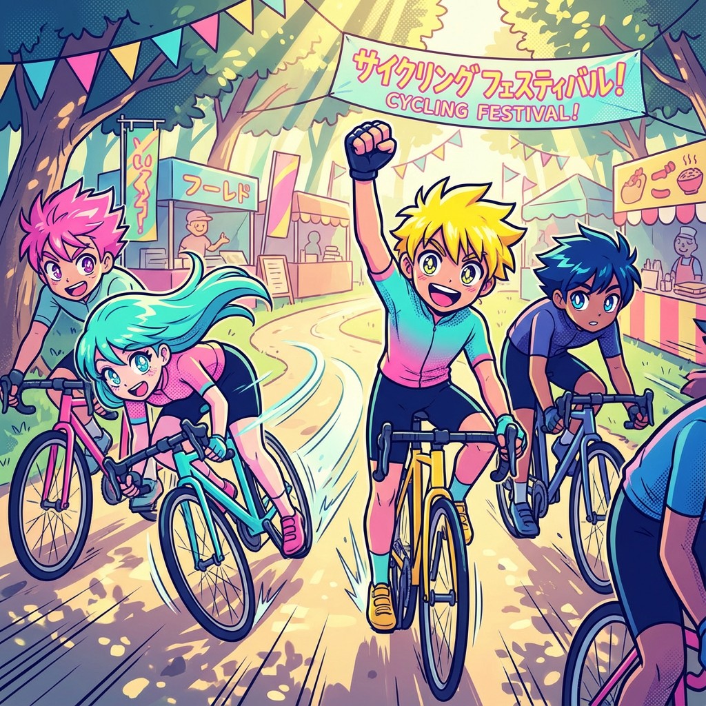 Cycle Rider Anime Free Anime Cycling Celebration Image - Anime, Manga, Illustration ...