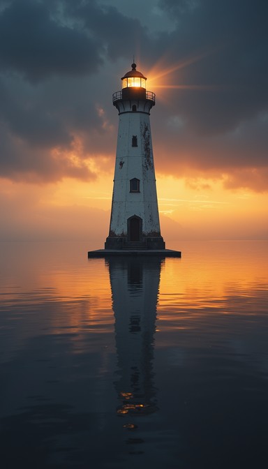 Download Beacon of Hope Image - Lighthouse, Sunset, Reflection | StockCake