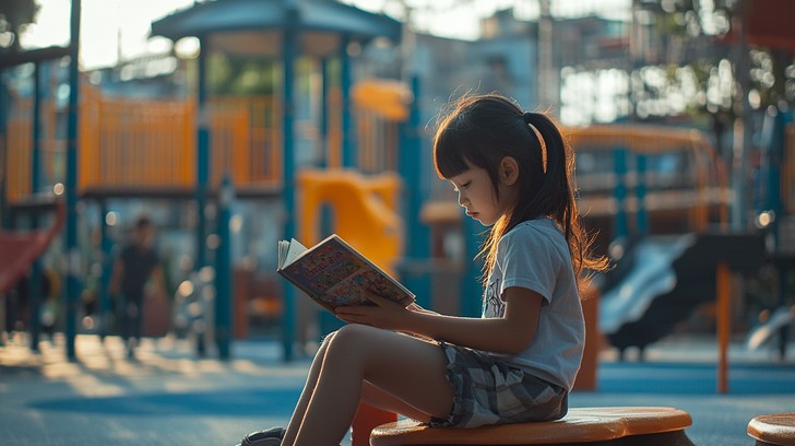 Free Girl reading outdoors Image - Girl, Reading, Playground | Download ...