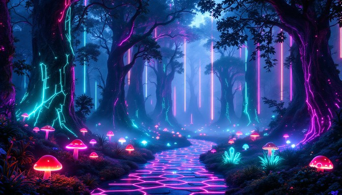 Free Neon Forest Dreams Image - Cyberpunk, Forest, Neon | Download at ...