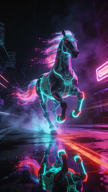 Free Neon Mechanical Stallion Image - Cyberpunk, Neon, Horse | Download ...