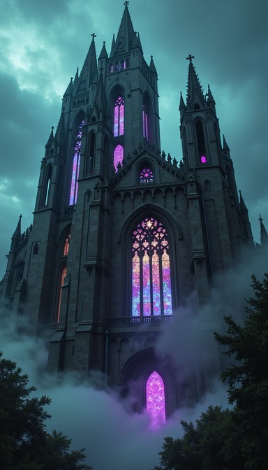 Free Illuminated Gothic Cathedral Image - Gothic, Cathedral, Spires ...