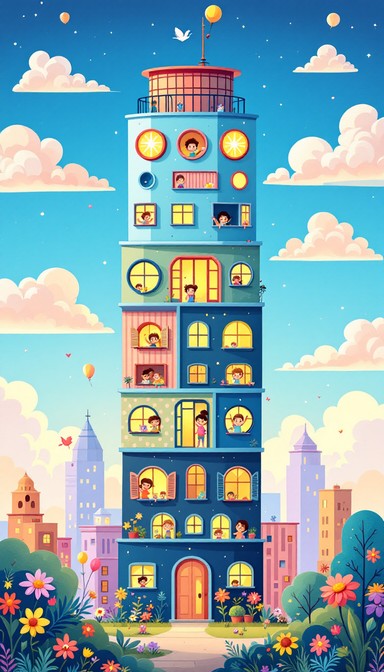 Hapopy Building Free Happy Building Tower Image - Illustration, Cartoon, Whimsical ...