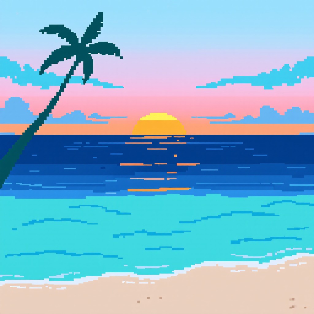 Free Pixel Paradise Sunset Image - Pixel, Beach, Sunset | Download at ...