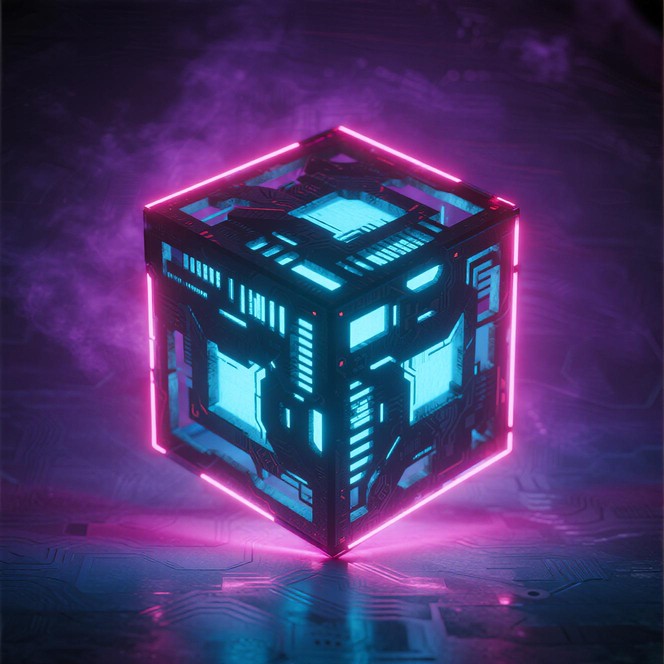 Free Neon Digital Cube Image | Download at StockCake