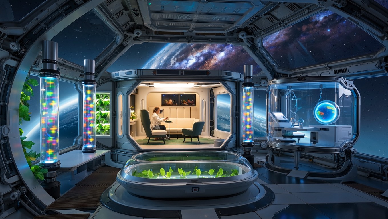 Free Space Home Interior Image - Spacecraft, Hydroponics, Nebula ...