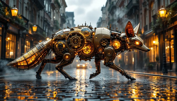 Free Mechanical Fox Stalking Image - Steampunk, Mechanical, Clockwork ...