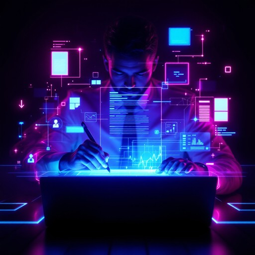Free Digital Future Working Image - Cyberpunk, Holographic, Futuristic ...