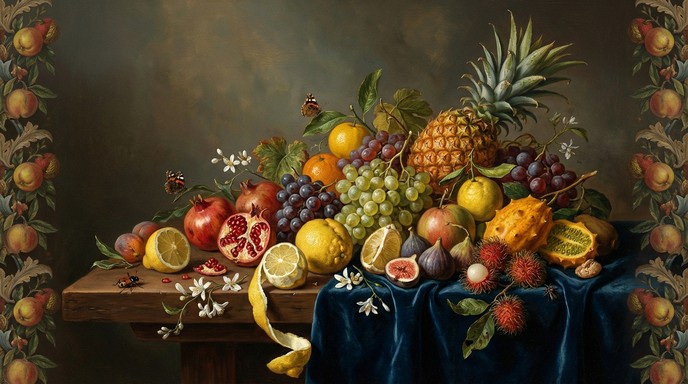 Free Golden Fruit Abundance Image - Fruit, Pomegranate, Grapes ...
