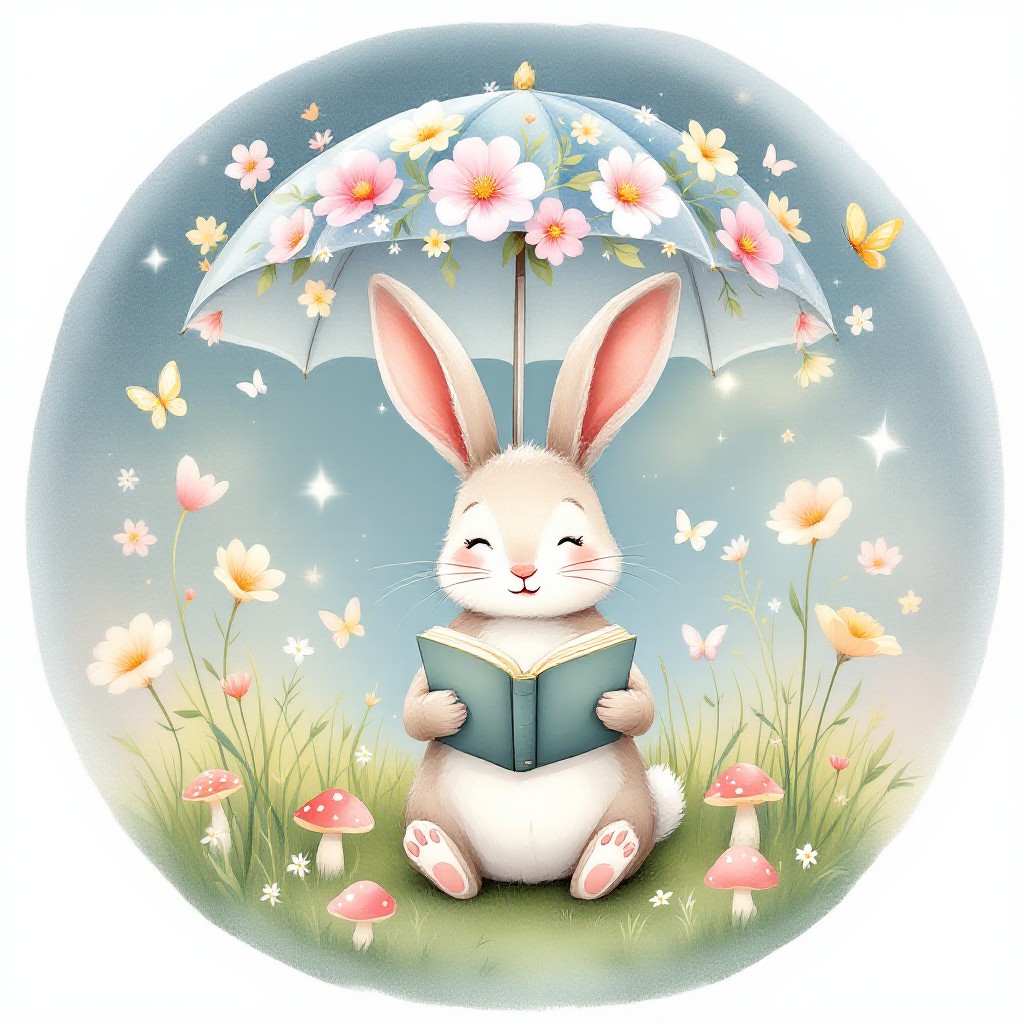 Free Magical Reading Rabbit Image - Rabbit, Whimsical, Magical ...