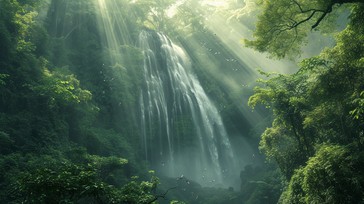 Free Enchanted Forest Waterfall Image - Waterfall, Forest, Sunlight ...