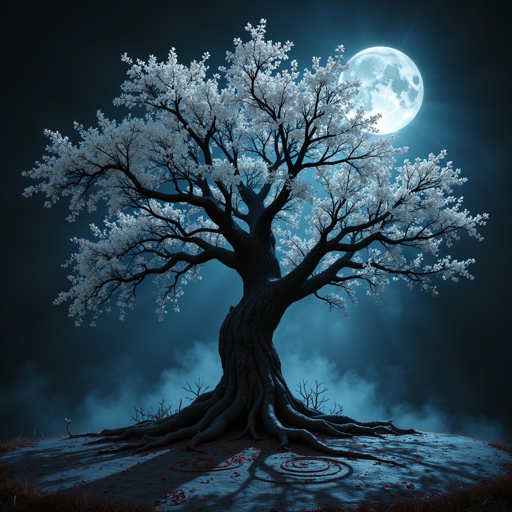 Free Moonlit Blossom Tree Image - Tree, Moon, Blossoms | Download at ...