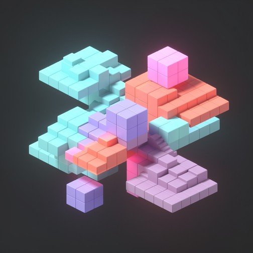 Free Neon Voxel Structures Image - Voxel, 3d, Pixel | Download at StockCake