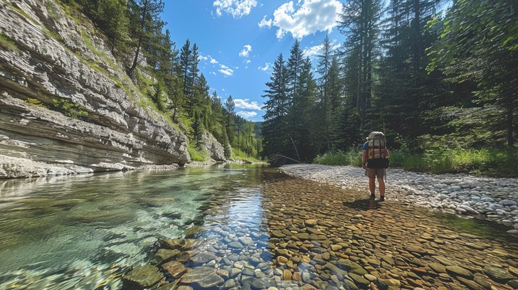 Free Mountain Stream Crossing Image - Mountain, Stream, Hiker ...