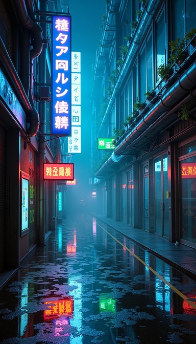 Free Neon Rain Alley Image - Neon, Rain, Tokyo | Download at StockCake
