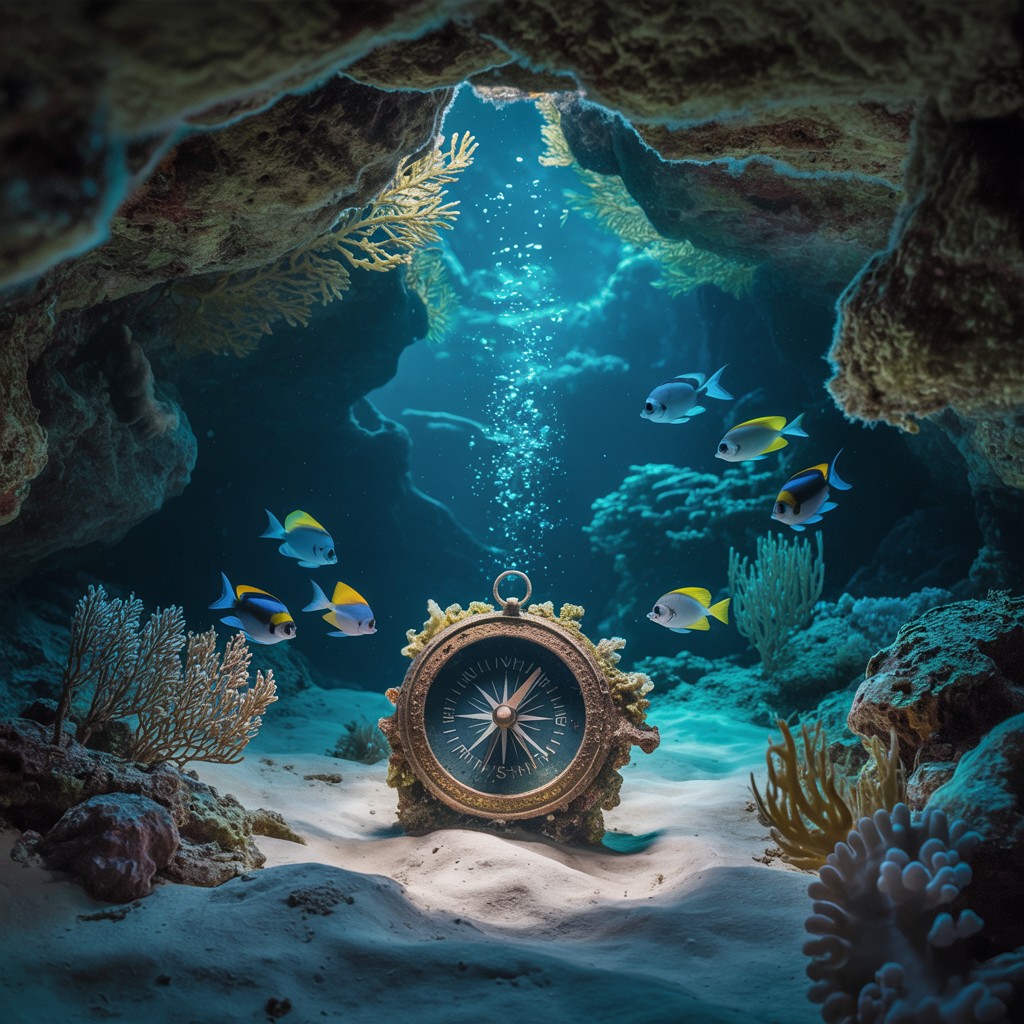 Free Submerged Compass Mystery Image - Compass, Underwater, Cave ...