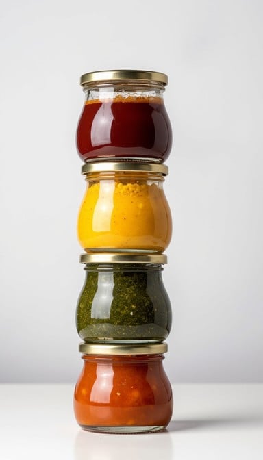 Free Stacked Colorful Condiments Image | Download at StockCake
