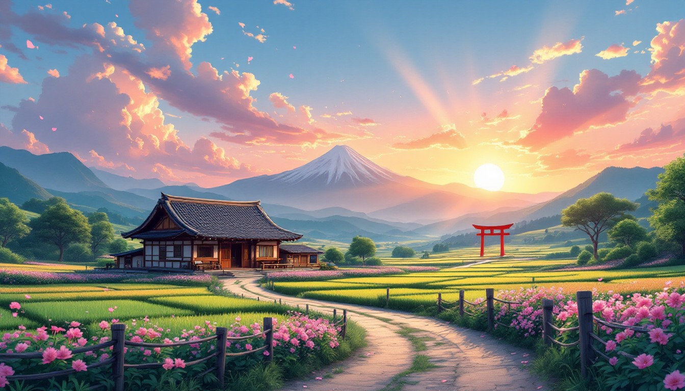 Free Japanese Rural Sunset Image - Japanese, Countryside, Farmhouse ...
