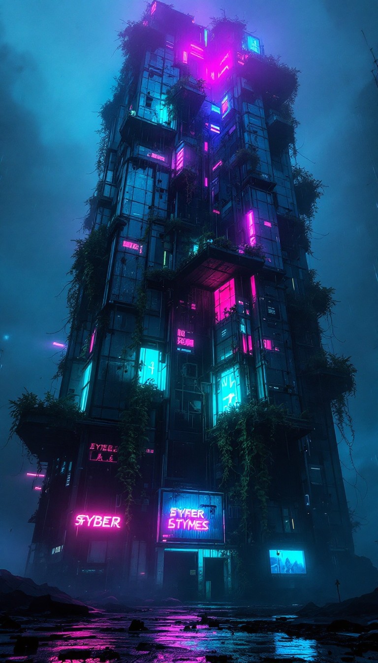 Free Neon Tower Rises Image - Cyberpunk, Neon, Skyscraper | Download at ...