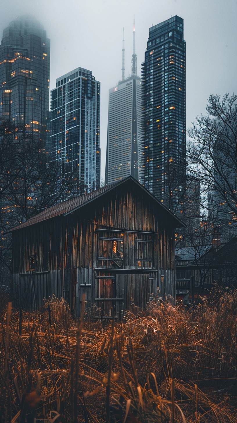Rustic City Background Free Urban Rustic Contrast Image - City, Cabin, Skyscrapers | Download ...