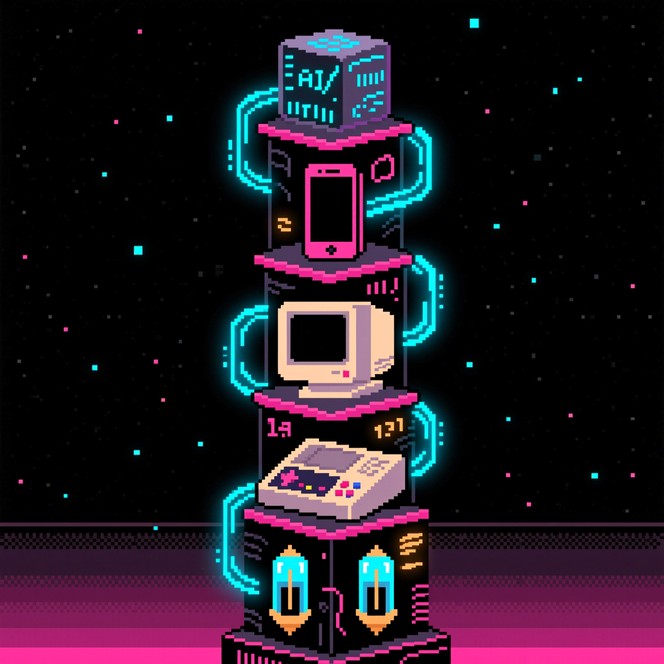Free Tech Evolution Tower Image - Pixelart, Cyberpunk, Technology ...