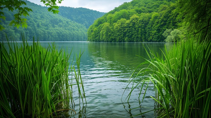 Free Tranquil Lake View Image - Lake, Forest, Reeds | Download at StockCake