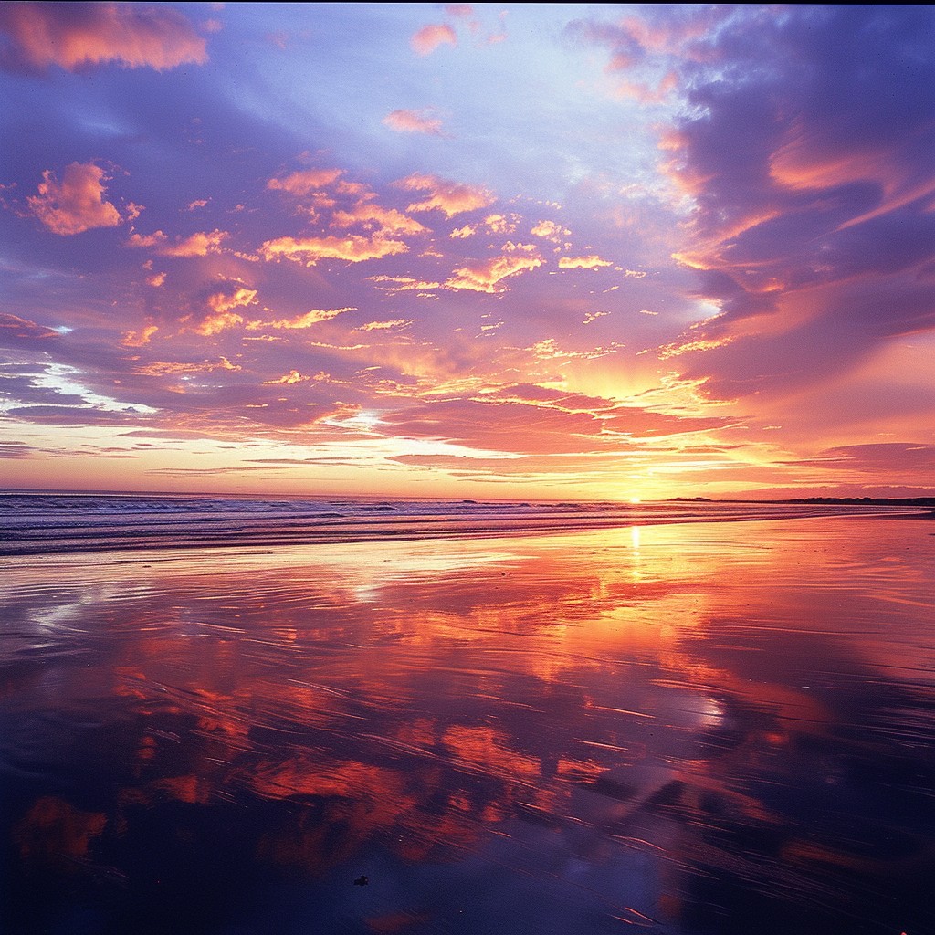 Free Vivid Sunset Reflection Image - Sunset, Beach, Reflection ...