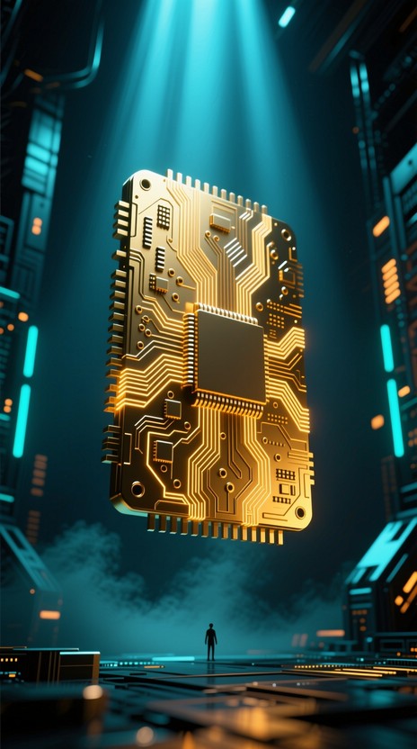 Computer Golden Design Free Golden microchip detail Image - Technology, Microchip, Gold ...