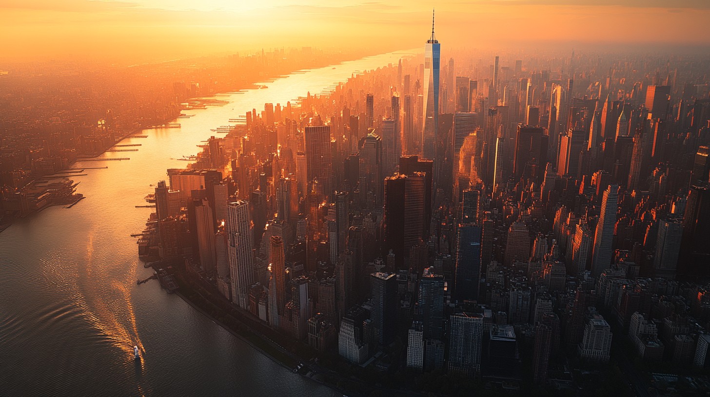 Free Sunset Over Manhattan Image - Sunset, Skyscrapers, Manhattan ...