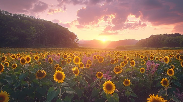 Free Sunset Sunflower Field Image - Sunflower, Sunset, Field | Download ...