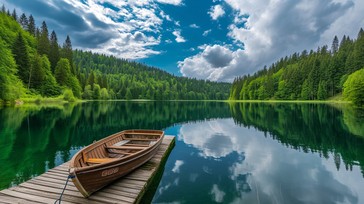 Free Serene Lake View Image - Lake, Forest, Boat | Download at StockCake