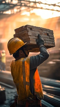 Free Worker lifting bricks Image - Construction, Worker, Bricks ...