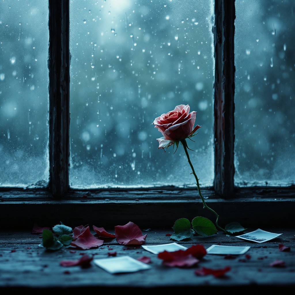 Rainfall Roses Background Free Rose Behind Rain Image - Rose, Rain, Window | Download at StockCake