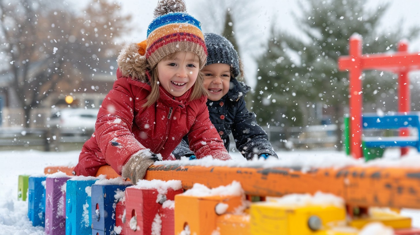 Snowy Fun Free Winter Playground Fun Image - Children, Snow, Playground ...