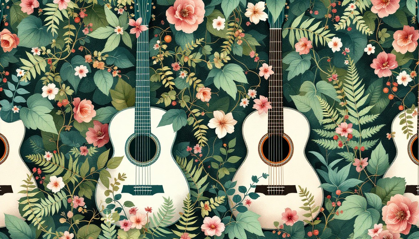 Free Botanical Guitar Pattern Image - Guitar, Botanical, Pattern ...