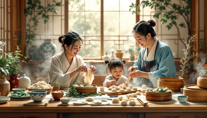 Free Lantern-lit Dumpling Making Image - Dumplings, Lanterns, Steam ...
