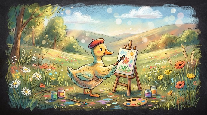 Free Duck Paints Masterpiece Image - Duck, Artist, Beret | Download at ...