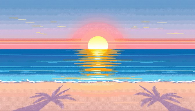 Free Pixel Paradise Sunrise Image - Pixelart, Sunrise, Beach | Download ...