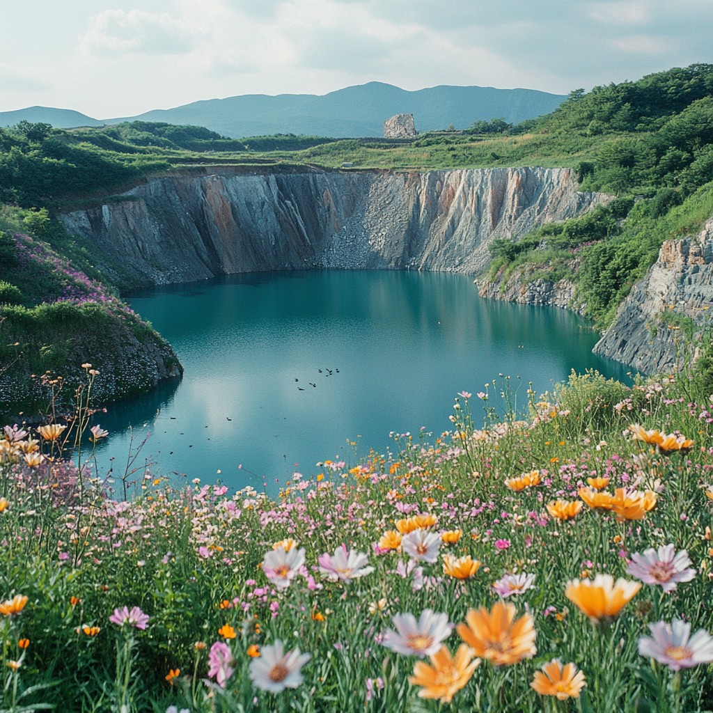 Free Tranquil lake view Image - Lake, Quarry, Wildflowers | Download at ...