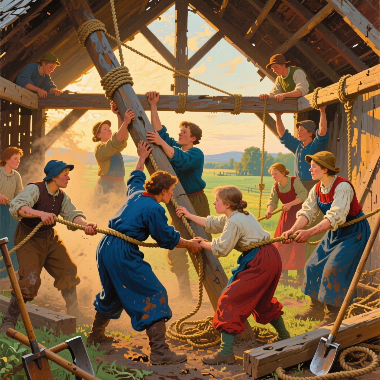 Free Community Barn Raising Photo - Teamwork, Community, Cooperation ...