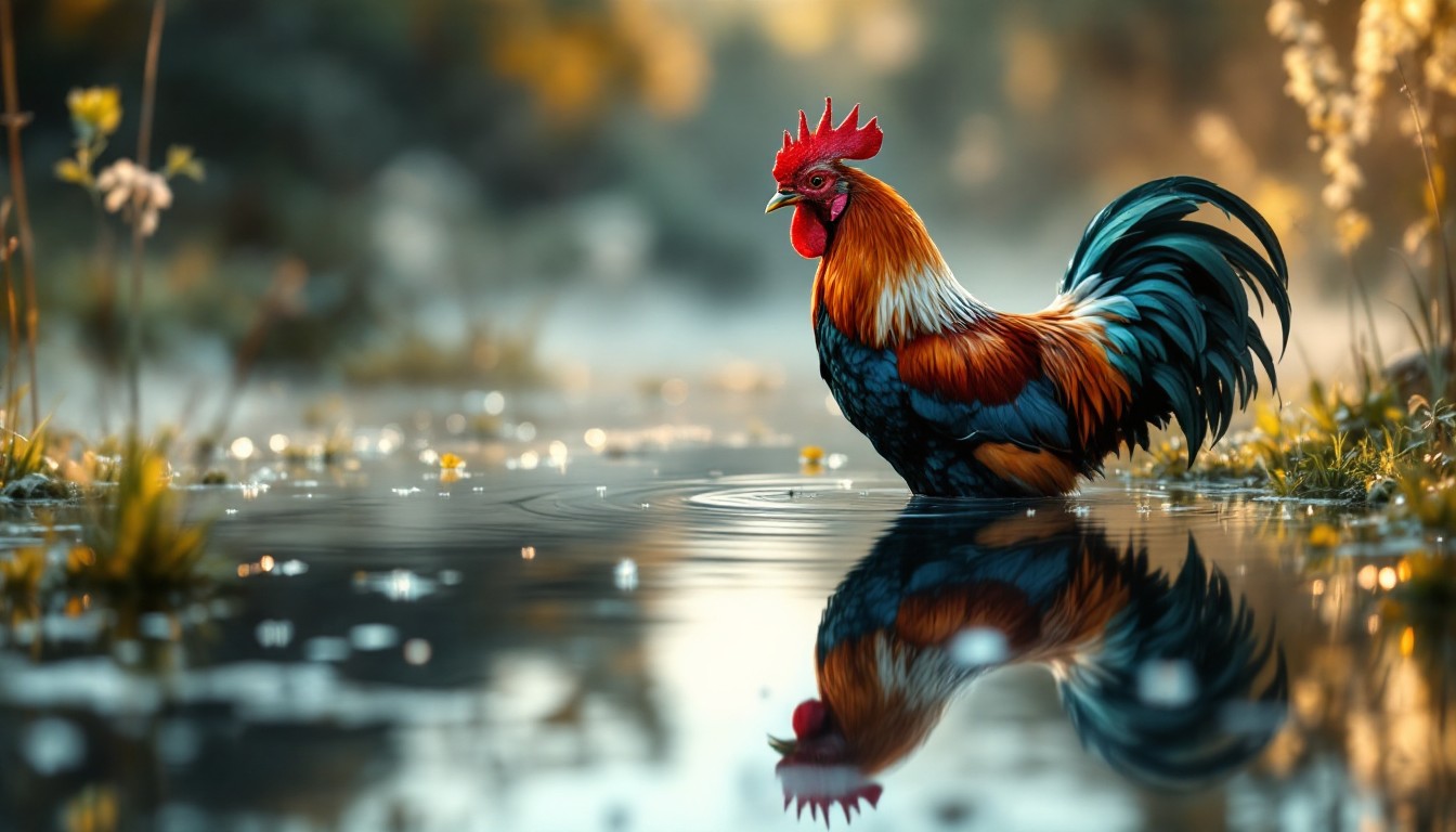 Rooster Look Back Free Rooster's Morning Reflection Image - Rooster, Reflection, Dawn ...