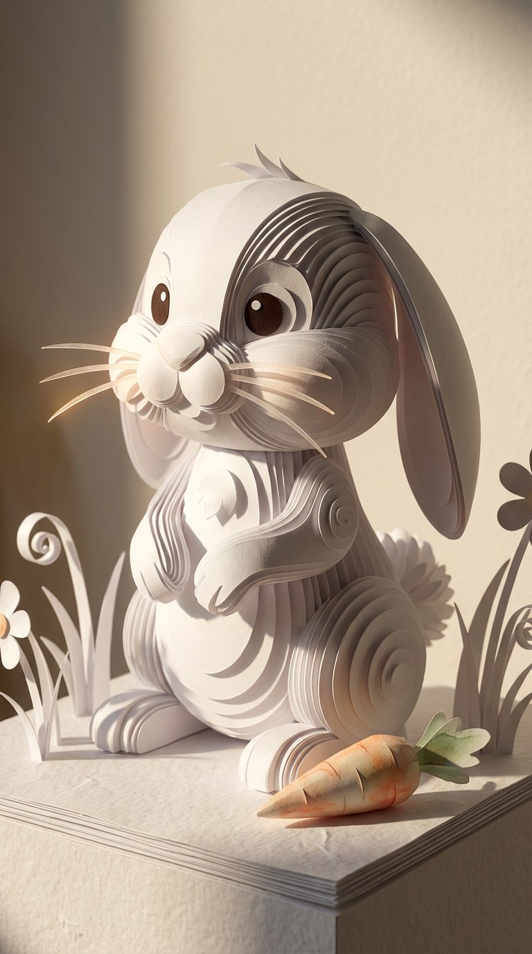 Tiny Green Rabbit Paper Free Whimsical Paper Rabbit Image - Bunny, Rabbit, Paper | Download at ...